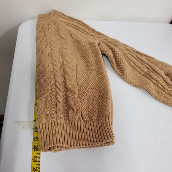Gap Womens Cable Knit Cotton Sweater Size S Tan Old Money Academia Preppy Layers - Picture 8 of 12